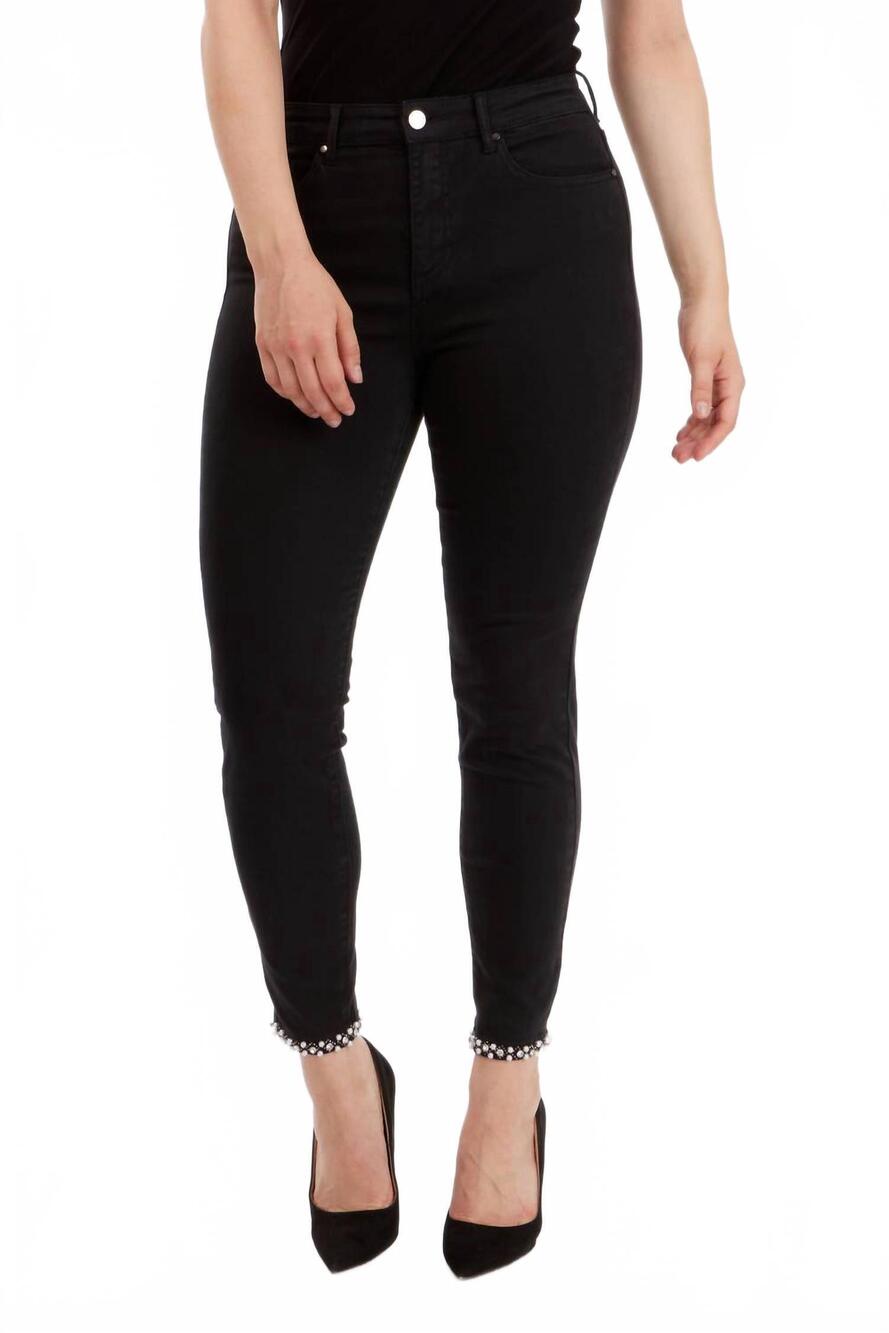 NEW FRANK LYMAN bow detail denim pants in black